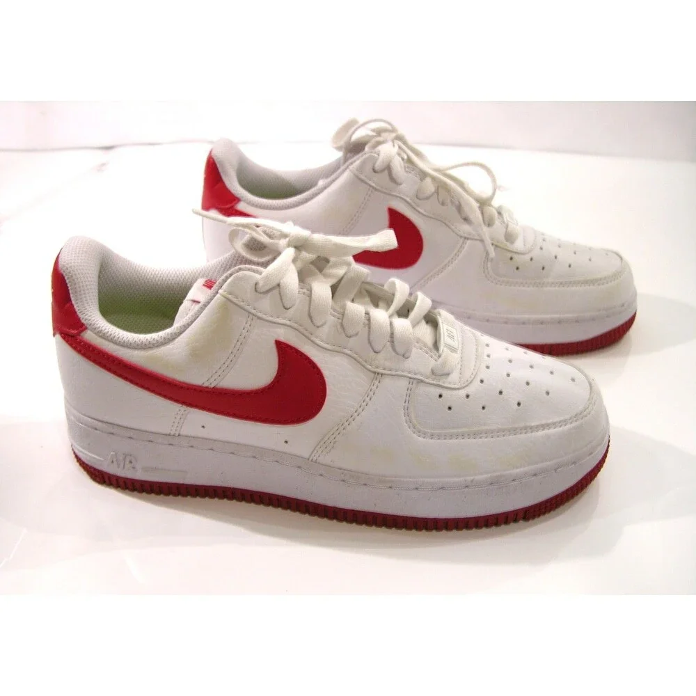 Nike Air Force 1 AF1 Low White Red Athletic Shoes Size US 8.5